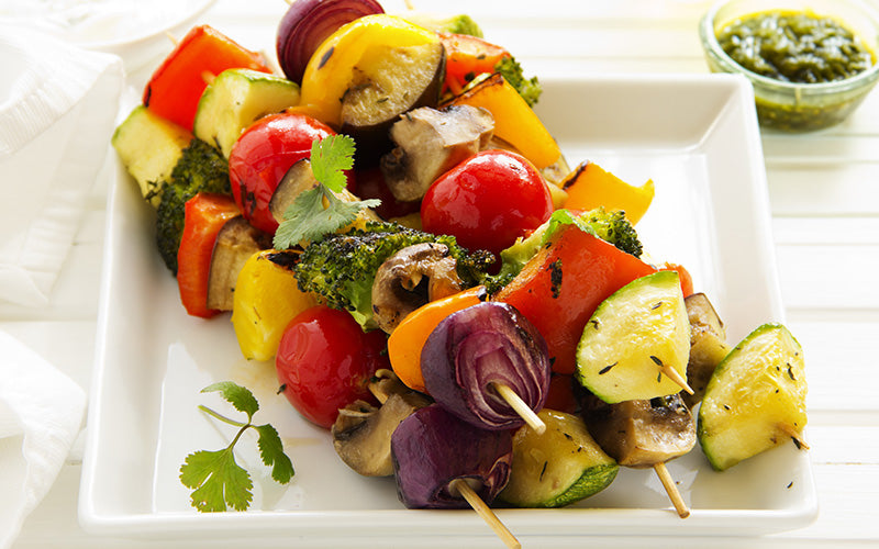 Veggie Skewers with Chimichurri Sauce