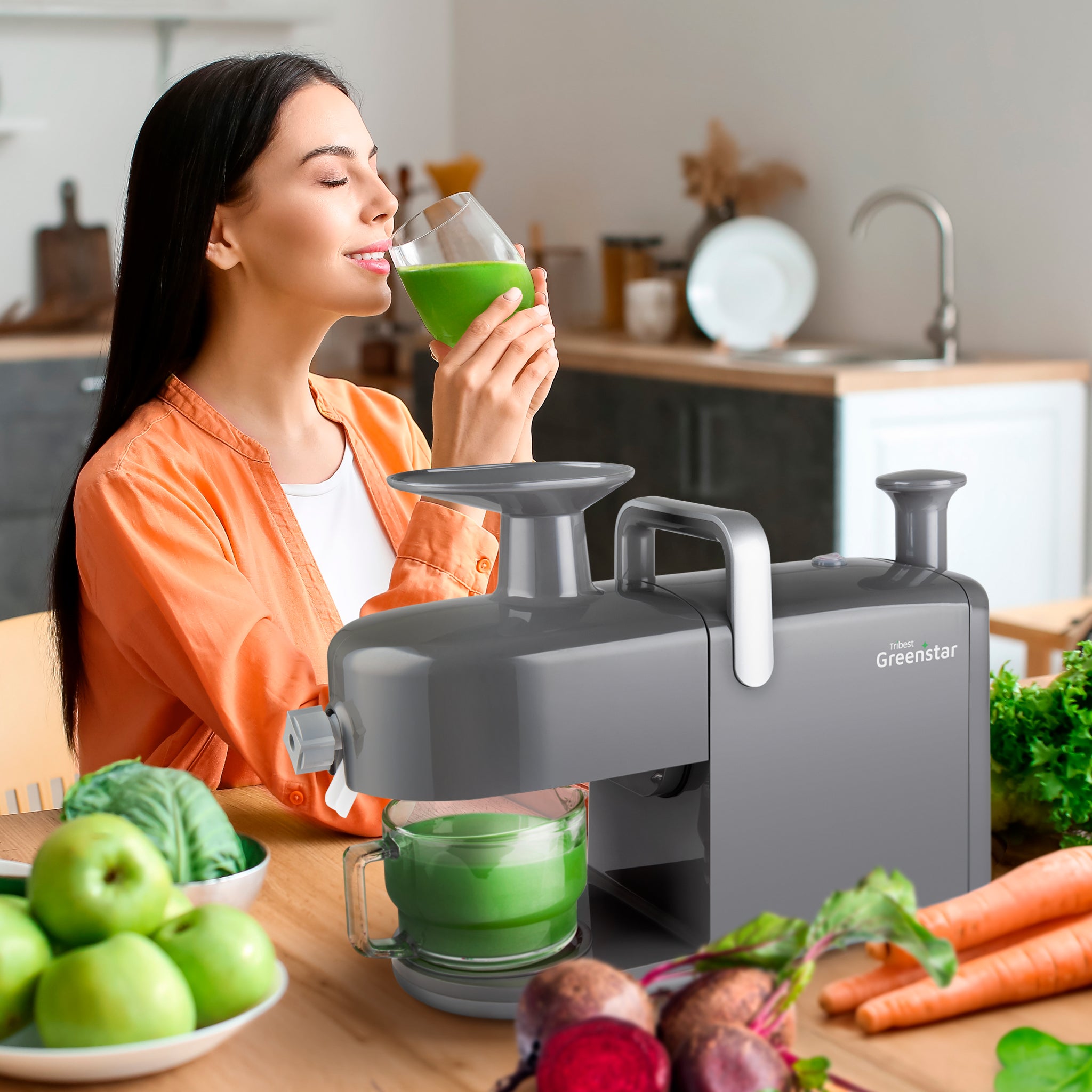 Greenstar 5 All Stainless Steel Twin Gear Cold Press Masticating Juicer Gray