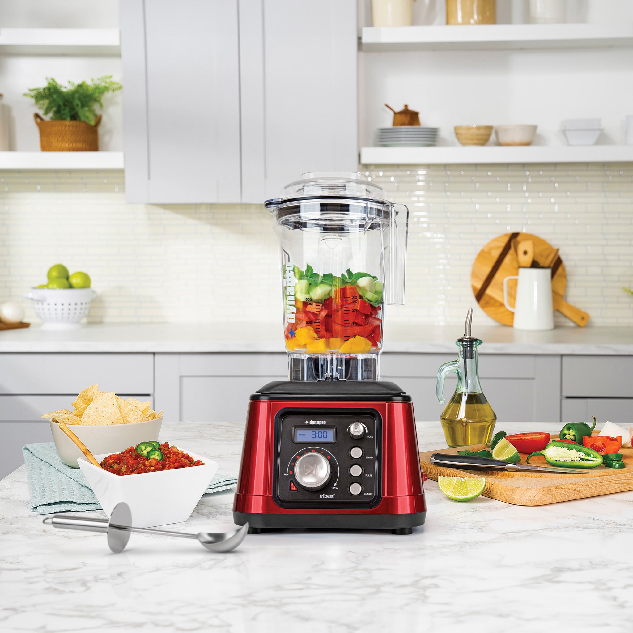 Dynapro® Commercial High-Speed Blender in Red with Stainless Steel Scoop