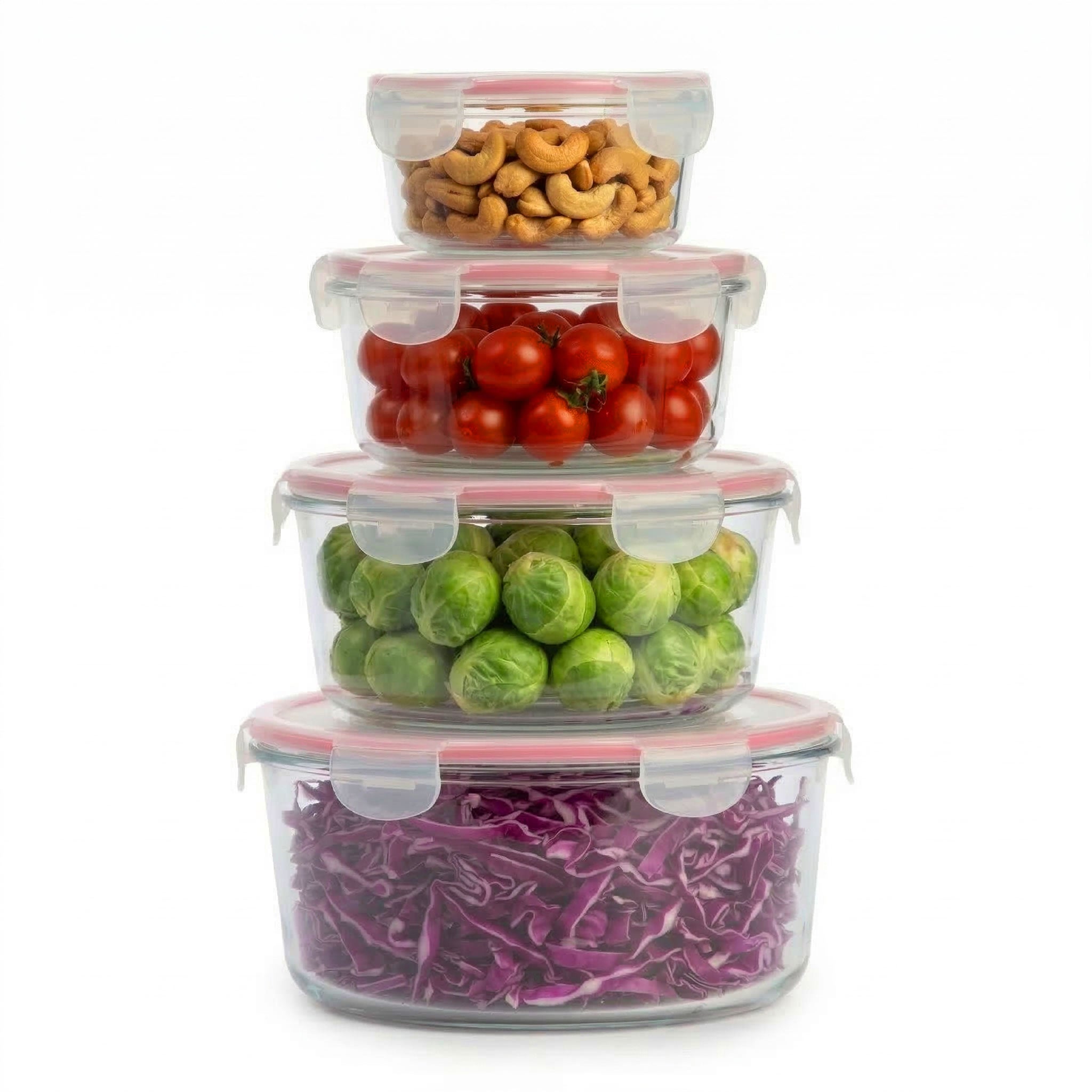 GlasLife® Airtight Round Glass Containers (Set of 4)