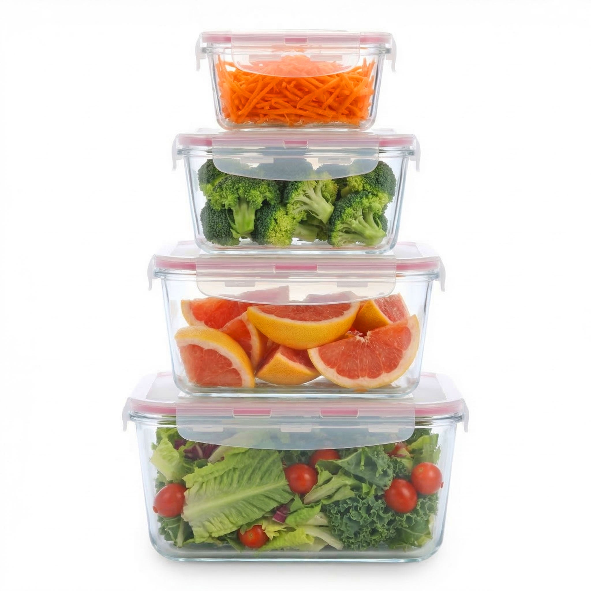 GlasLife® Airtight Square Glass Containers (Set of 4)