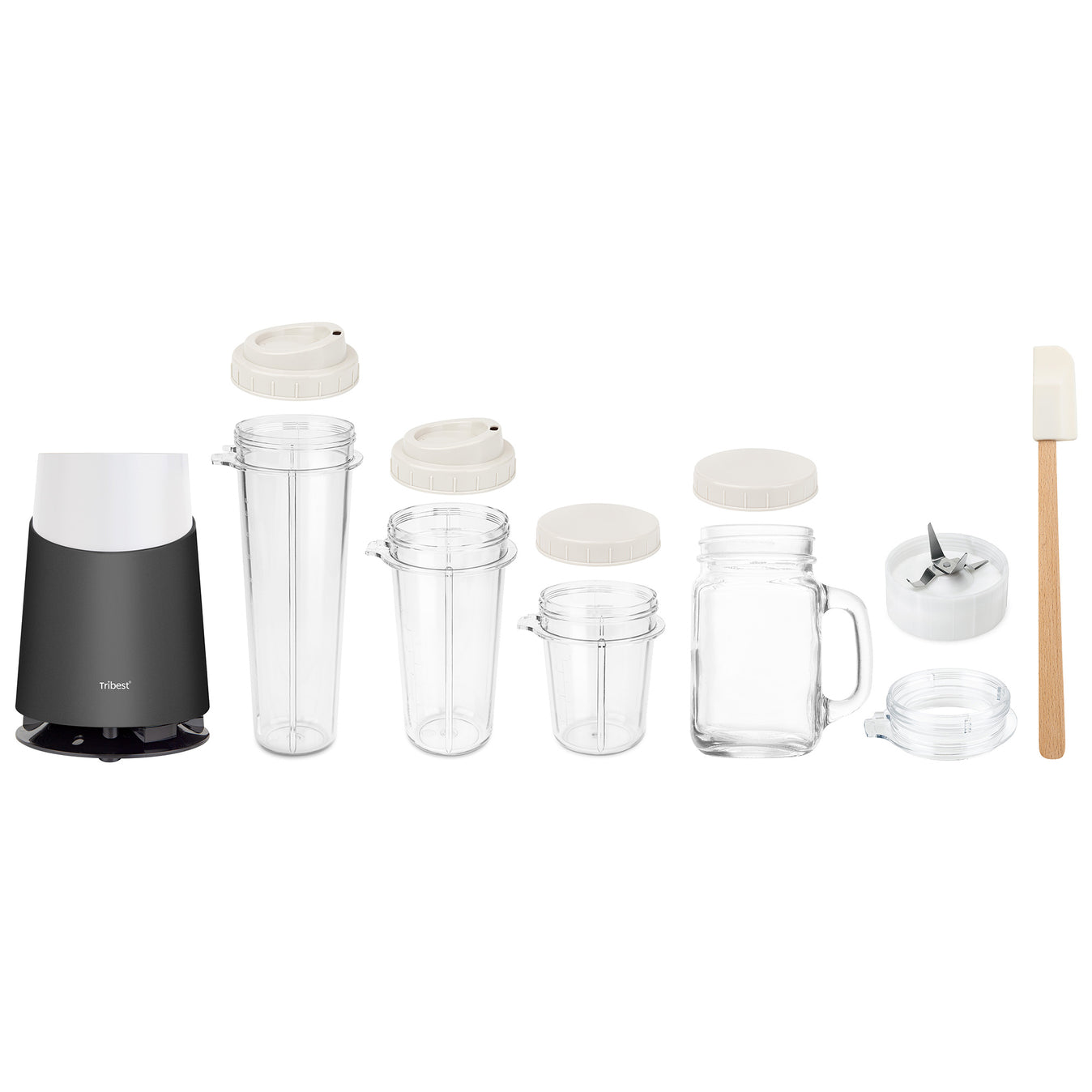 Personal Blender II® Mason Jar Ready (Basic with Mason Jar Mug 12-Piece Set) in Gray PB-430GY-A - Parts - Tribest