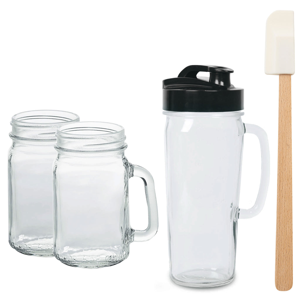Blending Accessory Pack - Glass Mugs, Glass Container with Lid, and Spatula