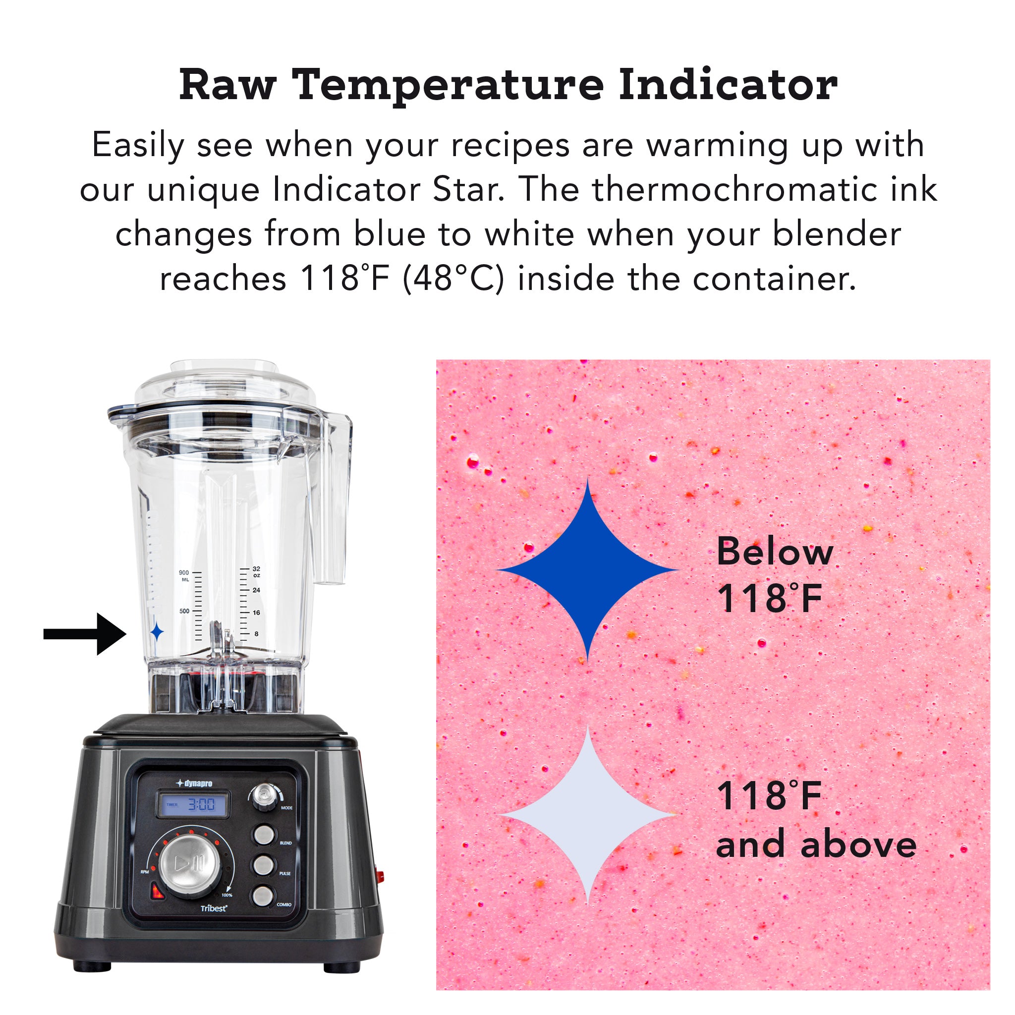 Dynapro® Commercial High-Speed Blender in Gray - Raw Temperature Indicator