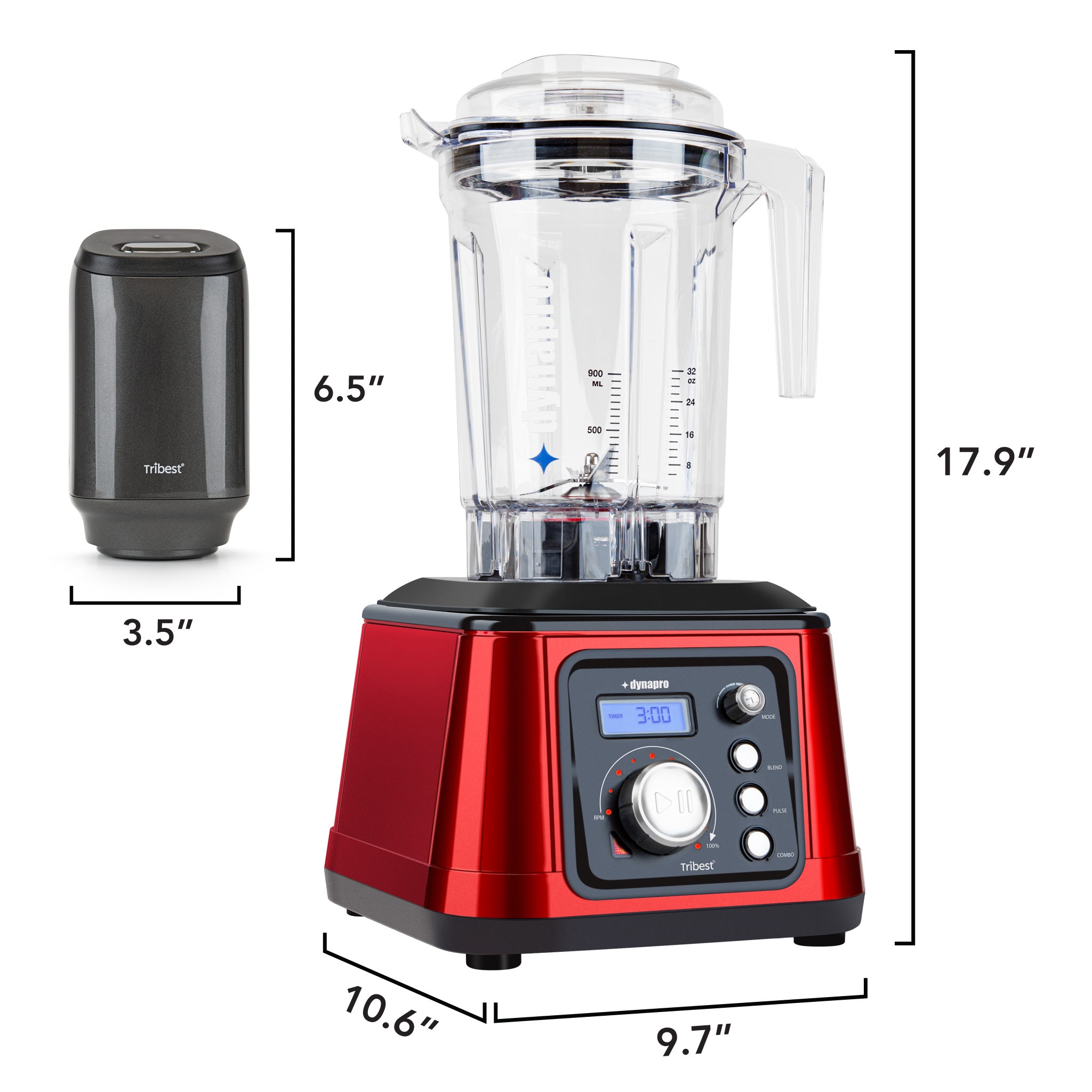 Dynapro® Commercial High-Speed Vacuum Blender in Red - 10.6