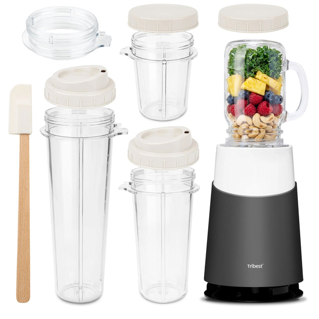 Personal Blender II® Mason Jar Ready (Basic with Mason Jar Mug 12-Piece Set) in Gray PB-430GY-A - Tribest