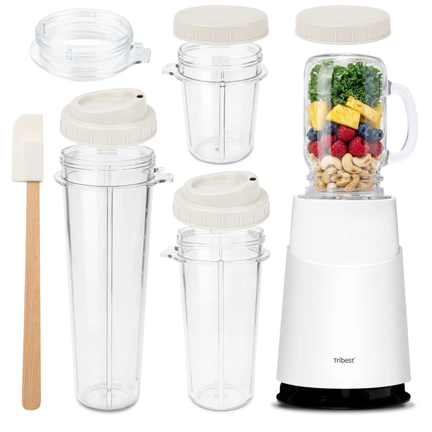 Personal Blender II® Mason Jar Ready (Basic with Mason Jar Mug 12-Piece Set) in White PB-430WH-A - Tribest