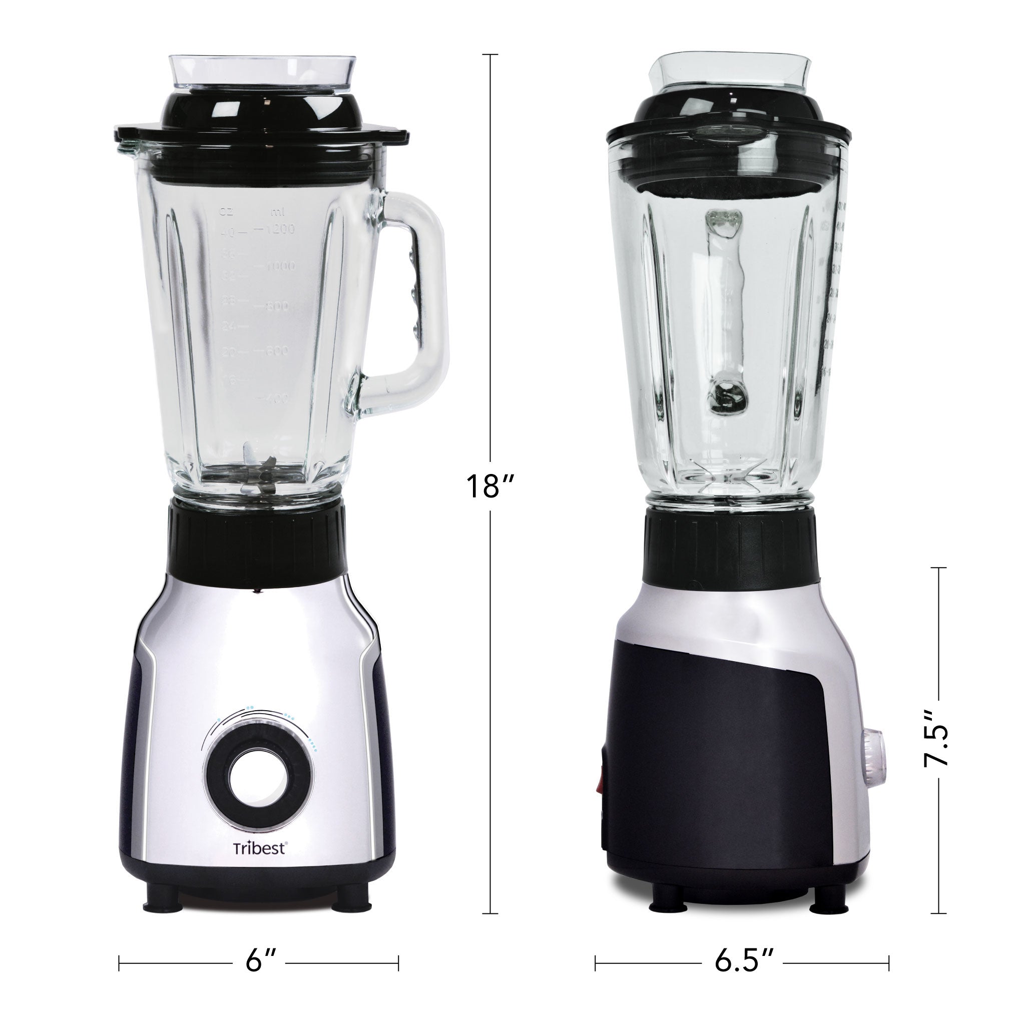 Glass Personal Blender with Vacuum - 6 x 18 inches