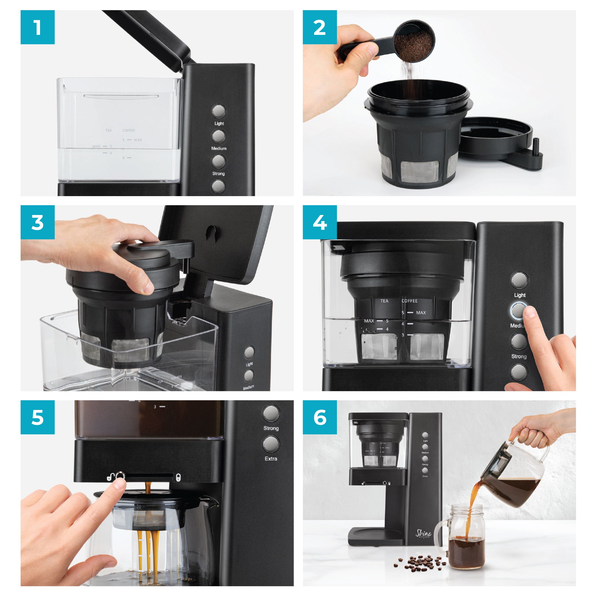 Shine Kitchen Co.® Rapid Cold Brew Coffee & Tea Machine with Vacuum Extraction Technology
