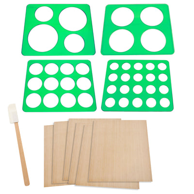 Dehydrator Accessory Pack - Drying Template Set, Non-Stick Drying Sheets, and Extra Long Silicone Spatula