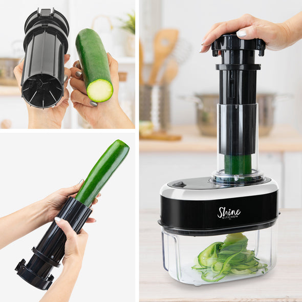 Shine Kitchen Co.® Electric Spiralizer with spiralized cucumber