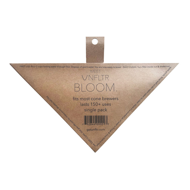 UNFLTR® Bloom Reusable Universal Hemp Cone Coffee Filter - Back Packaging