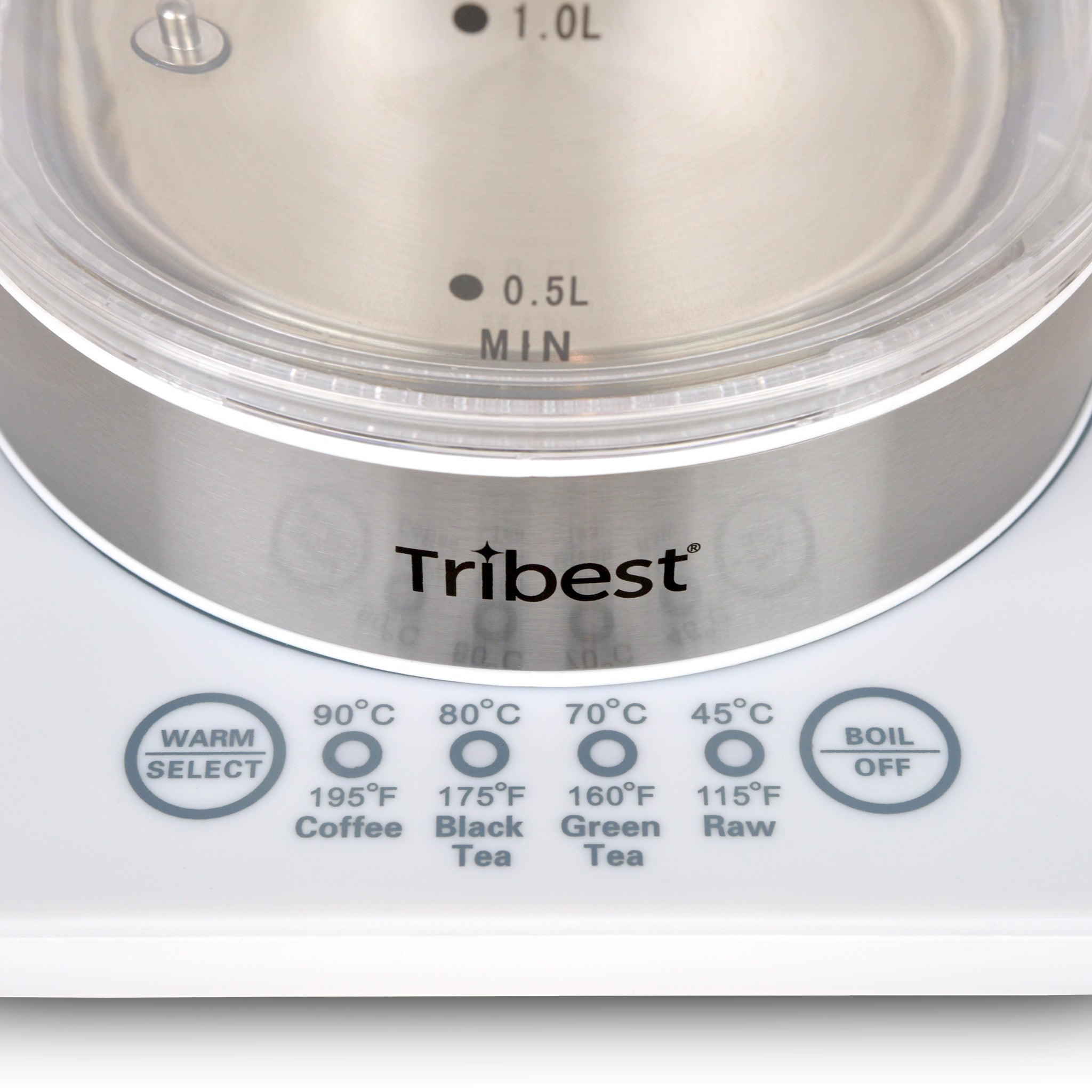 Tribest Tea Kettle White and Clear 7-Cup Cordless Digital Electric Kettle  in the Water Boilers & Kettles department at