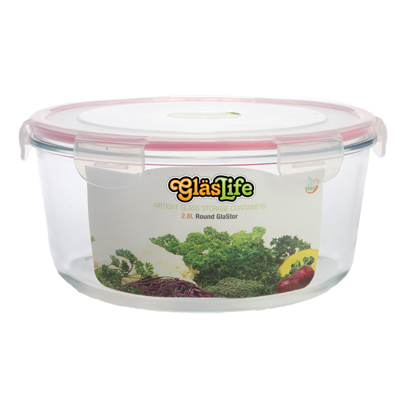 GlasLife® Air-Tight Glass Storage Container - Round GLC28 X-Large 95 oz / 2.8 L