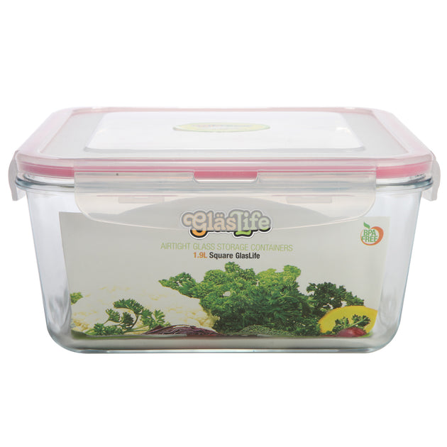 GlasLife® Air-Tight Glass Storage Container - Square GLS33 X-Large 112 oz / 3.3 L