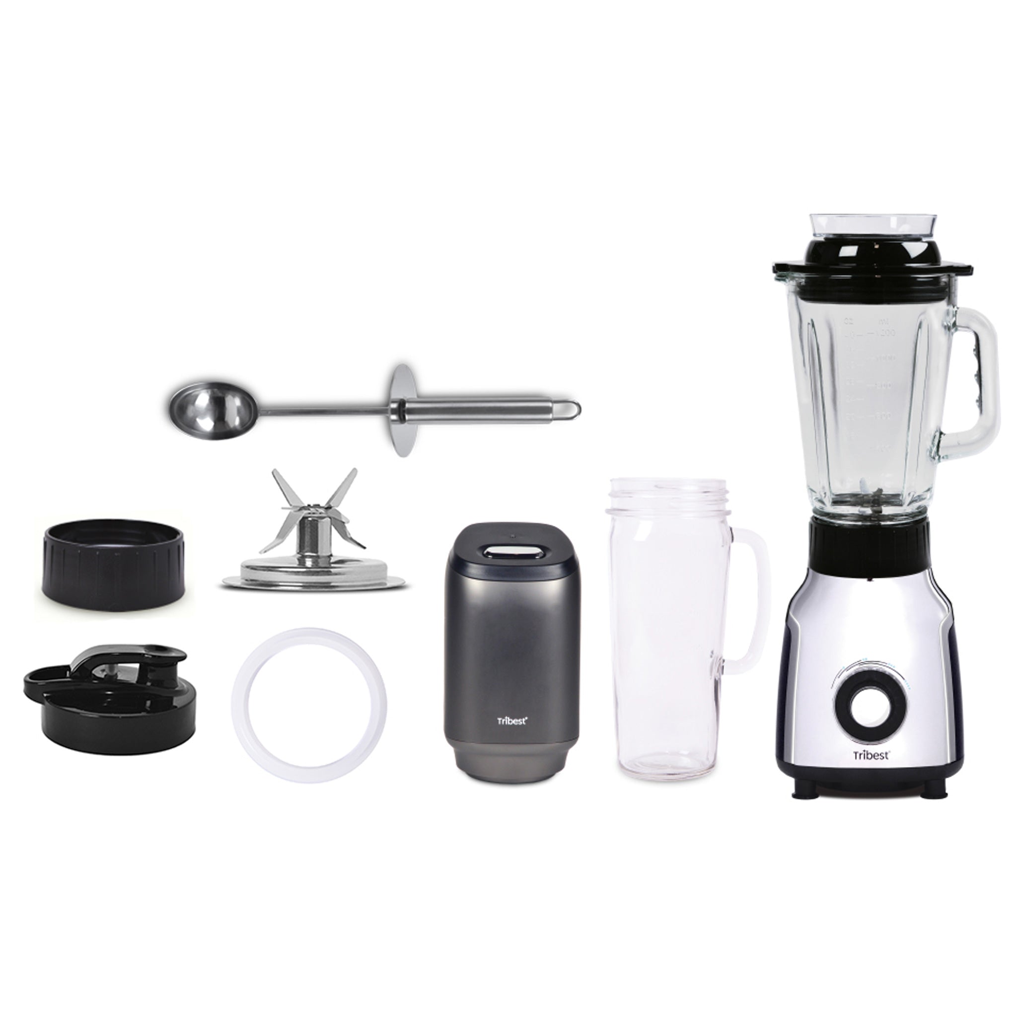  Tribest PBG-5050-A Portable Blender for Shakes and Smoothies  with Glass Blender Cups, Chrome: Home & Kitchen