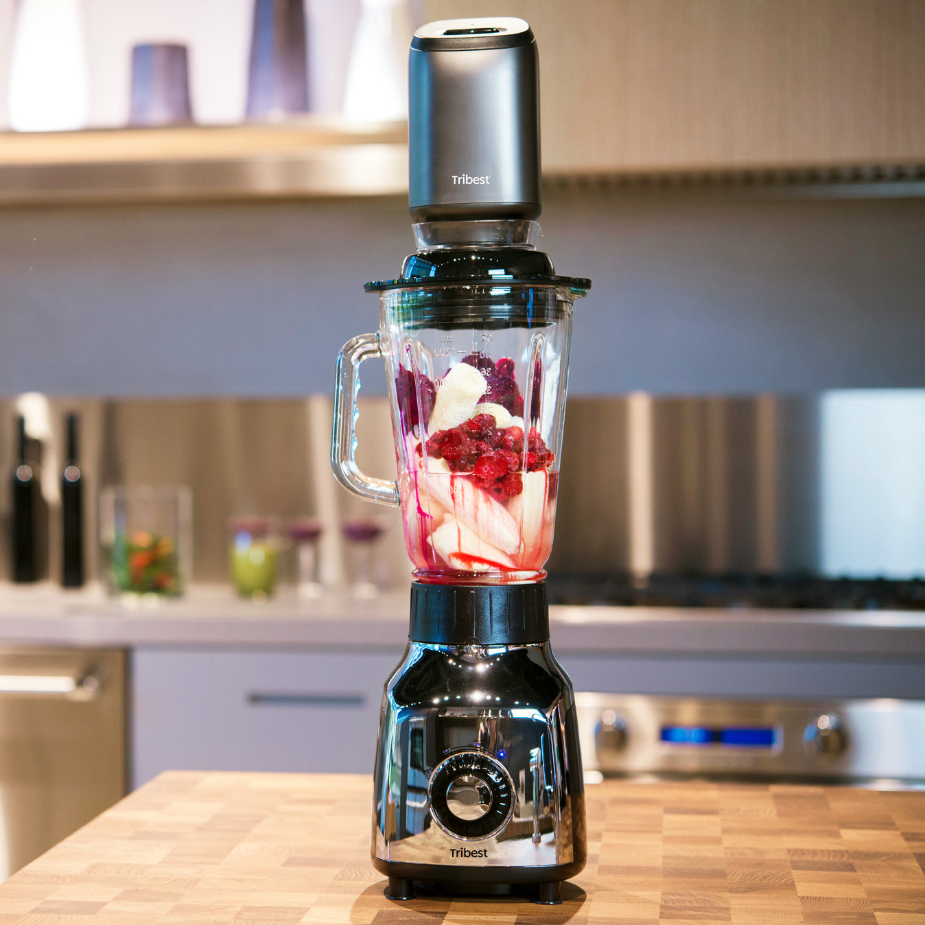 Glass Personal Blender with Vacuum Blender PBG-5001-A -Strawberry and Banana Blend - Tribest